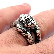 Серебряное кольцо Немецкая Овчарка, Серебро 925 пробы Классное колечко