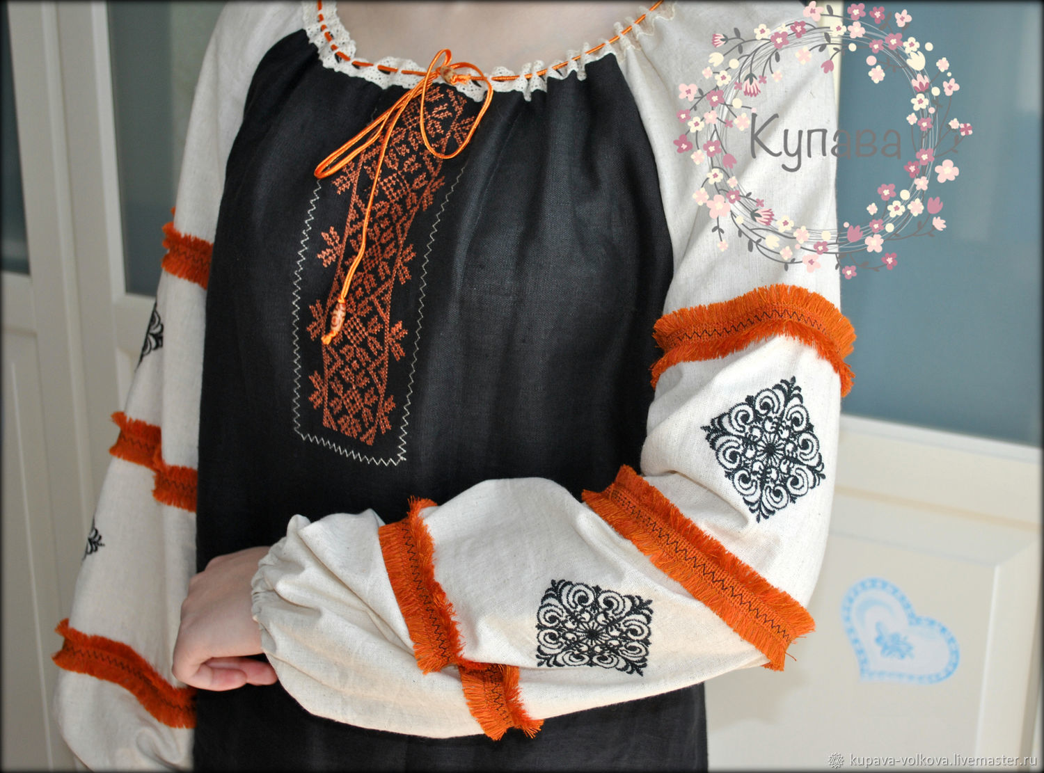 Linen tunic blouse with embroidery Charovnitsa, Shirts, Anapa,  Фото №1