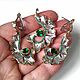 Серьги и кулон с хромдиопсидом "Пёрышки". Комплекты украшений. Unique Silver (UniqueSilver). Интернет-магазин Ярмарка Мастеров.  Фото №2