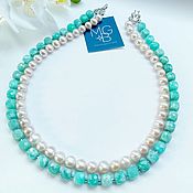 Украшения handmade. Livemaster - original item Necklace with amazonite and natural pearls. Handmade.