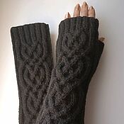 Аксессуары handmade. Livemaster - original item Knitted mittens long Milada black. Handmade.