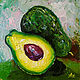 Painting Avocado Oil Canvas 15 h15 Two Halves Fruit Still Life, Pictures, Ufa,  Фото №1