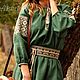 Невероятно женственное длинное платье зеленого оттенка, Народные платья, Белгород,  Фото №1