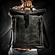 Рюкзак мужской кожаный "Gilson" черный, Рюкзаки, Самара,  Фото №1