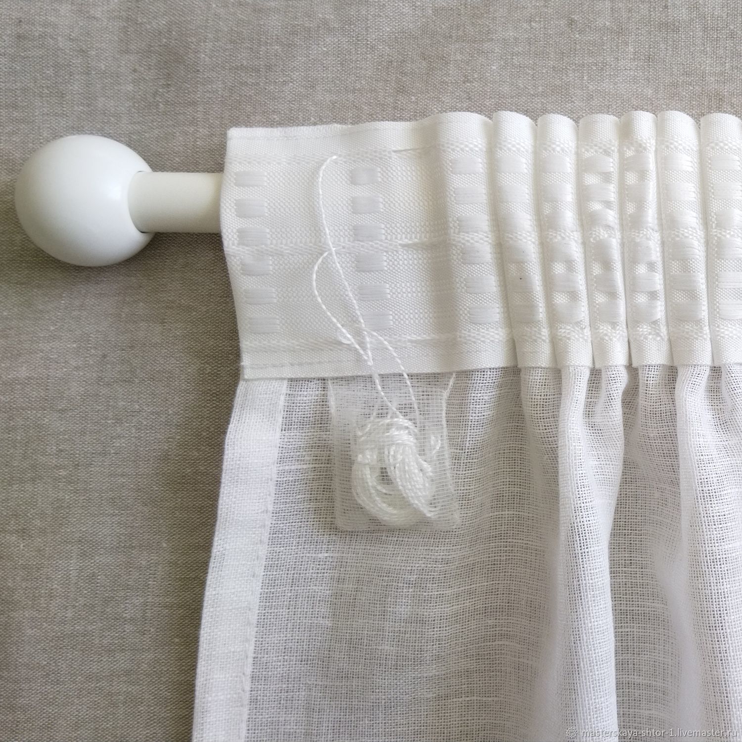 Тюль-вуаль из натурального льна с кружевом в интернет-магазине Ярмарка ...