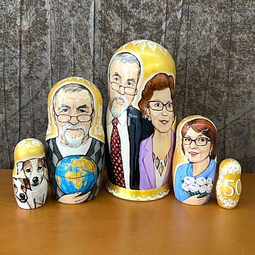 Русский стиль ручной работы. Ярмарка Мастеров - ручная работа Матрёшка с портретами. Подарок на золотую свадьбу. Handmade.