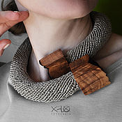 Украшения handmade. Livemaster - original item Necklace-choker. Harness made of natural linen and wood. Handmade.