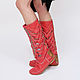 botas: INDIANINI rojo-botas Italianas hechas a mano, High Boots, Rimini,  Фото №1