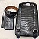 Order Backpack, clutch, and belt, genuine crocodile leather, men's set. SHOES&BAGS. Livemaster. . Backpacks Фото №3