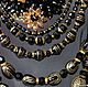 Multi-row necklace made of black beads with gold lettering. Necklace. lawanda. Online shopping on My Livemaster.  Фото №2