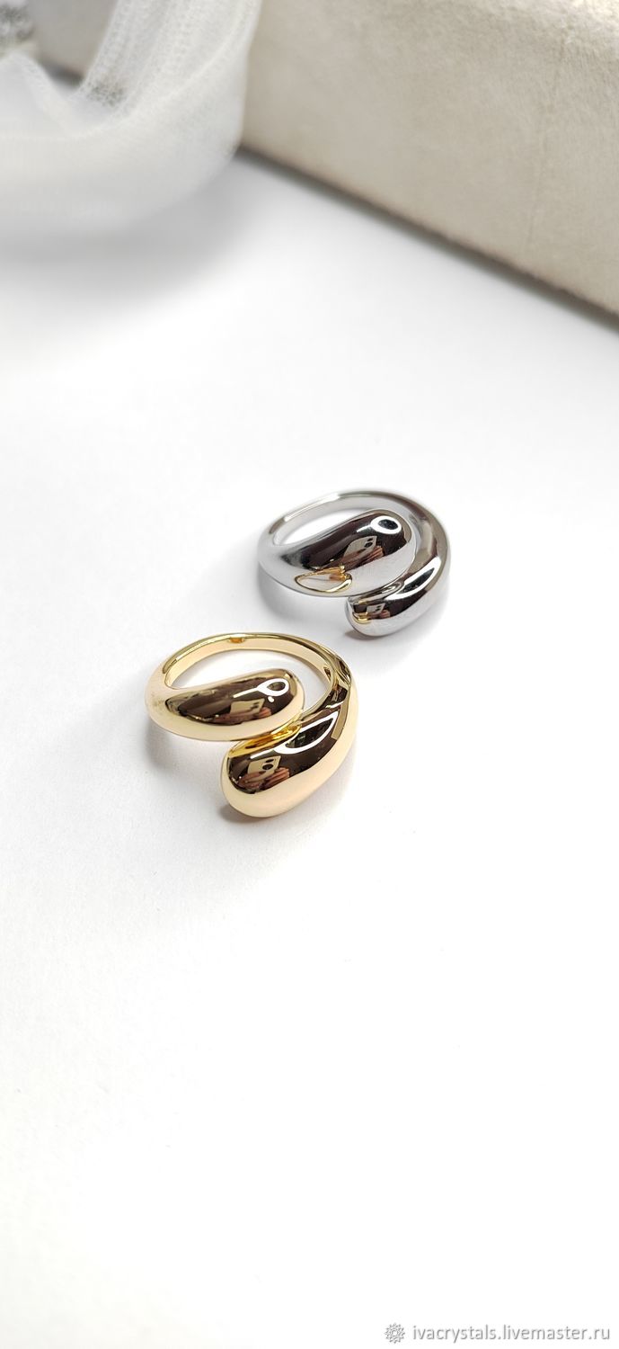 Кольцо 21х15 мм безразмерное, Родий, К42 купить в интернет-магазине ...