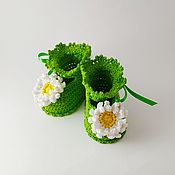 Пинетки- туфельки Одуванчики зеленые для девочки