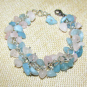 Украшения handmade. Livemaster - original item Bracelet stones rose quartz and aquamarine. Handmade.
