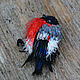 Textile brooch with embroidery Bullfinch Bird. Brooches. Heat hands (TeplOlino). Online shopping on My Livemaster.  Фото №2