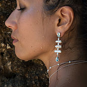 Украшения handmade. Livemaster - original item Luxury earrings with baroque and classic pearls and moonstone. Handmade.