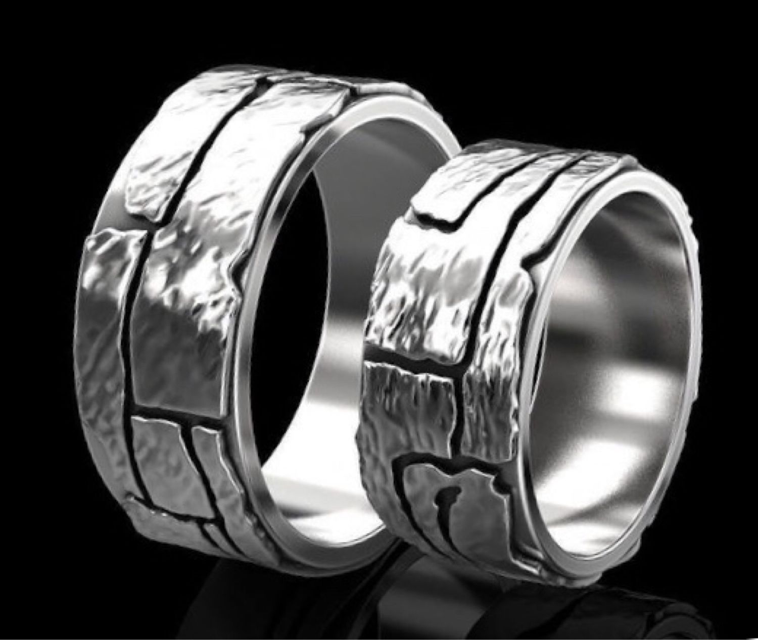 Обручальные кольца парные из серебра с чернением