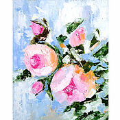 Картины и панно handmade. Livemaster - original item Rose painting small painting with flowers 20h25. Handmade.