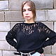 Knitted openwork mohair sweater, women's black jumper. Jumpers. Lace Shawl by Olga. My Livemaster. Фото №4