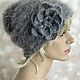 Пушистая вязаная шапка из мохера с цветком!. Шапки. Olga Lace Luxury Hats Accessories. Ярмарка Мастеров.  Фото №5