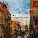 Дождь и солнце - акварель триптих ` Дождливый Петербург`