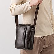 Мужской деловой кожаный портфель "Stefan" (Тёмно-синий)