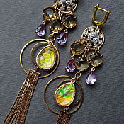 Украшения handmade. Livemaster - original item Gold-plated earrings with cubic zirconia and Swarovski. Handmade.