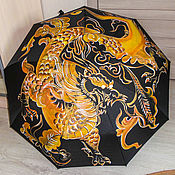 Аксессуары handmade. Livemaster - original item Folding umbrella automatic black female figure custom Dragon. Handmade.