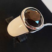 Украшения handmade. Livemaster - original item Silver ring with rauchtopaz 12 mm and enamel. Handmade.