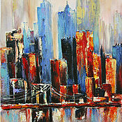 Картины и панно handmade. Livemaster - original item Paintings: cityscape city skyscrapers of New York CITY CITY DREAMS. Handmade.