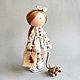 Lenochka and Dachshund Textile doll handmade with knitted Dachshund, Dolls, Kiev,  Фото №1