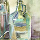 Watercolor. Painting watercolor. Still life with bottles and pepper. Pictures. ArtShipilina. My Livemaster. Фото №4