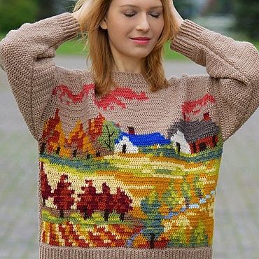 Свитер "Осень". BOHO UNICUM. Одежда женская ручной работы - Ярмарка Мастеров Одежда женская ручной работы. Ярмарка Мастеров - ручная работа Свитер "Осень". Handmade.