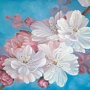 Картины и панно handmade. Livemaster - original item Breath of spring cherry blossom oil painting on canvas. Handmade.