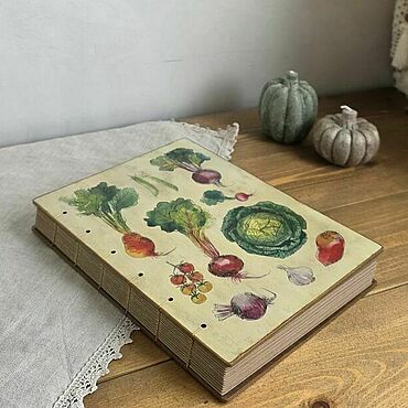 Канцелярские товары ручной работы. Ярмарка Мастеров - ручная работа Книга рецептов Кулинарная книга А5  Овощная 2.4 Кантри Ретро. Handmade.