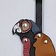 Попугай из кожи с песочным крылом. Украшения для сумок. TSUBA leather_goods. Ярмарка Мастеров.  Фото №4
