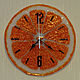 clock of fusing glass Orange, Watch, Tolyatti,  Фото №1