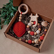 Работы для детей, handmade. Livemaster - original item Baby box: nipple holder, rodent, rattle-leaf. Handmade.