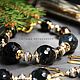 Josephine bracelet black agate, Topaz, onyx, gold plated, Bead bracelet, Moscow,  Фото №1