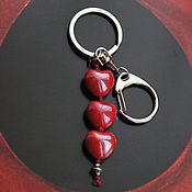 Сумки и аксессуары handmade. Livemaster - original item Love keychain with red hearts. Handmade.
