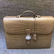 Сумки и аксессуары handmade. Livemaster - original item Men`s classic briefcase, crocodile leather, beige.. Handmade.