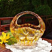 Винтаж handmade. Livemaster - original item Nachtmann.  Candy bowl -basket made of amber crystal.. Handmade.