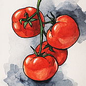 Картины и панно handmade. Livemaster - original item Painting for the kitchen A sprig of tomatoes. Handmade.
