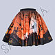 Sun skirt 'Halloween Night', drawing evil pumpkins, witch, Skirts, Moscow,  Фото №1