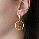Jade earrings, orange earrings, gold circle earrings. Earrings. Irina Moro. My Livemaster. Фото №6