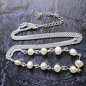 Украшения handmade. Livemaster - original item Necklace made of white freshwater pearls on a 925 sterling silver chain.. Handmade.