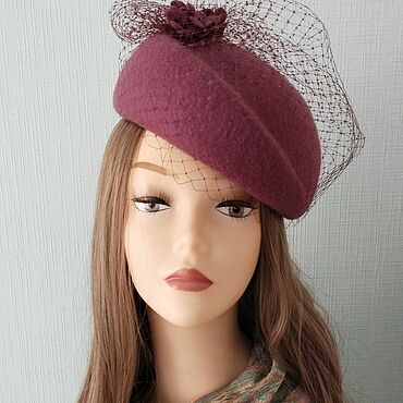 Аксессуары ручной работы. Ярмарка Мастеров - ручная работа Шляпка-беретик "Пыльная роза". Handmade.
