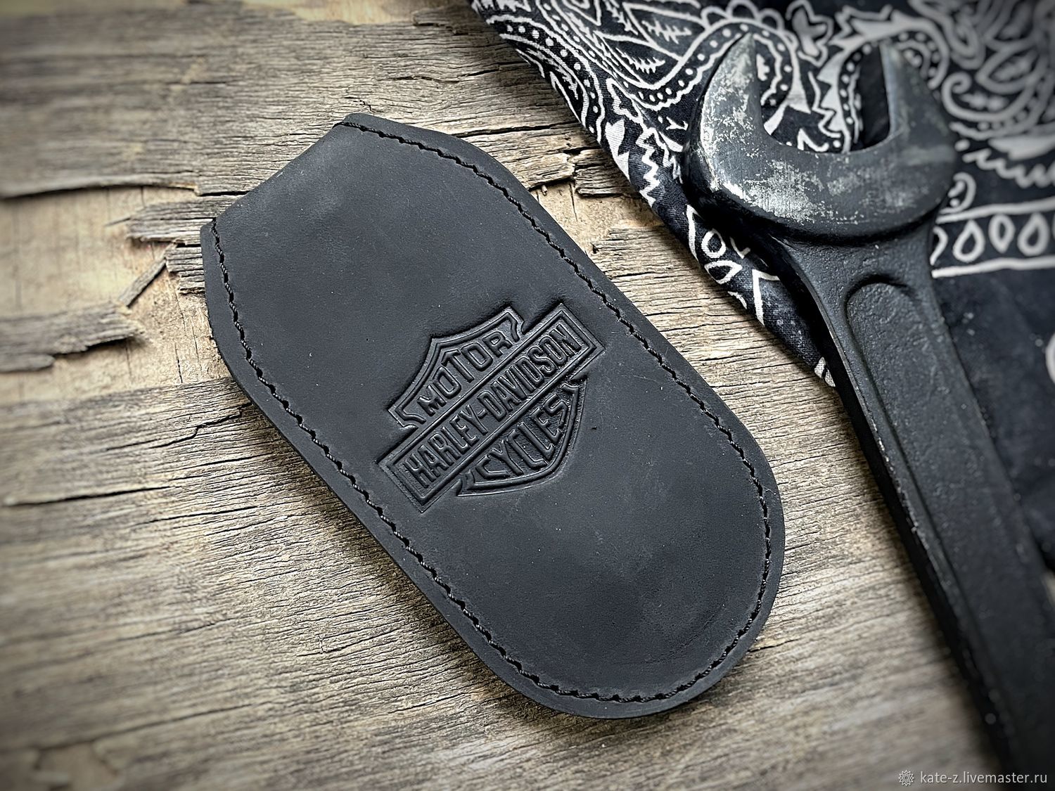 Боевая монетница cлеппер Harley Davidson из натуральной кожи на заказ в ...