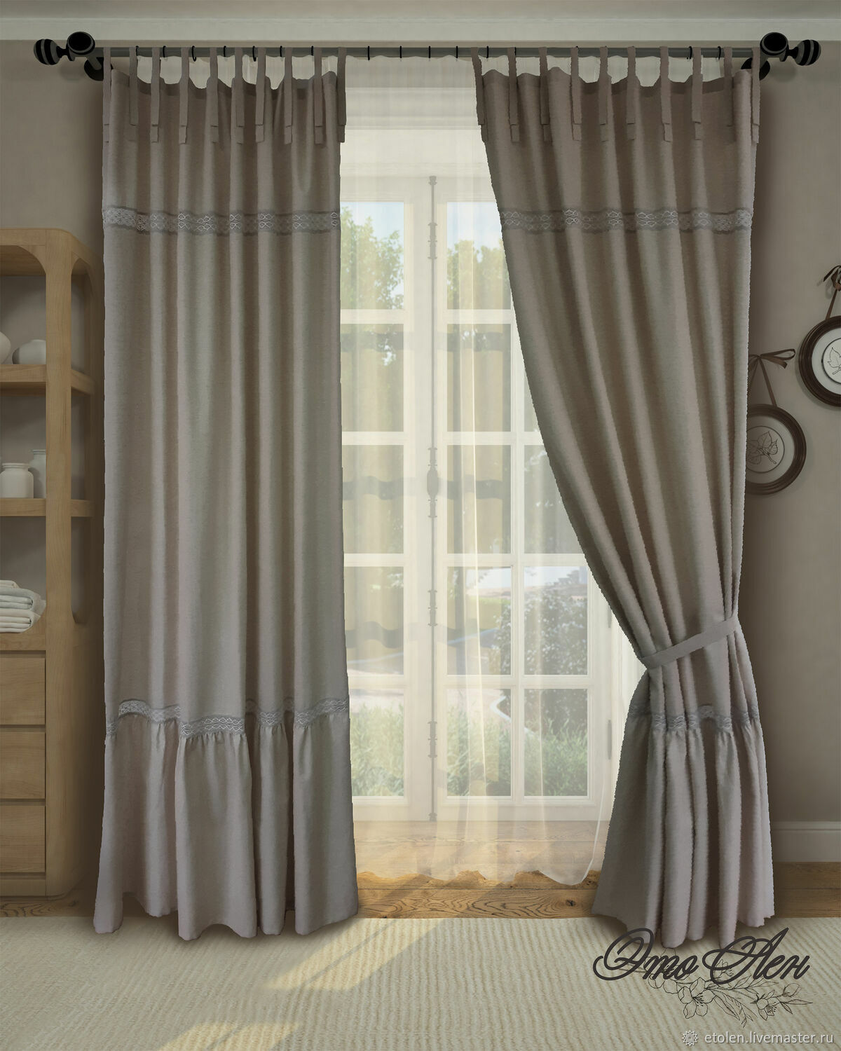Льняные шторы с оборкой – заказать на Ярмарке Мастеров – RMW3SRU ...