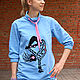 Blue women's Fiesta t-shirt, sweatshirt oversized collar front. Sweatshirts. Lara (EnigmaStyle). Online shopping on My Livemaster.  Фото №2
