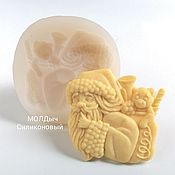 Материалы для творчества handmade. Livemaster - original item Mold 5,5 x 5,5 cm Santa Claus with Gifts Silicone Mold. Handmade.
